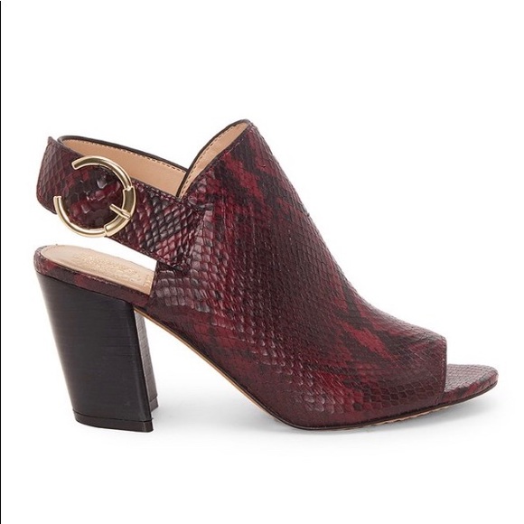 Vince Camuto Burgundy Snake Embossed Sandal - Picture 2 of 3